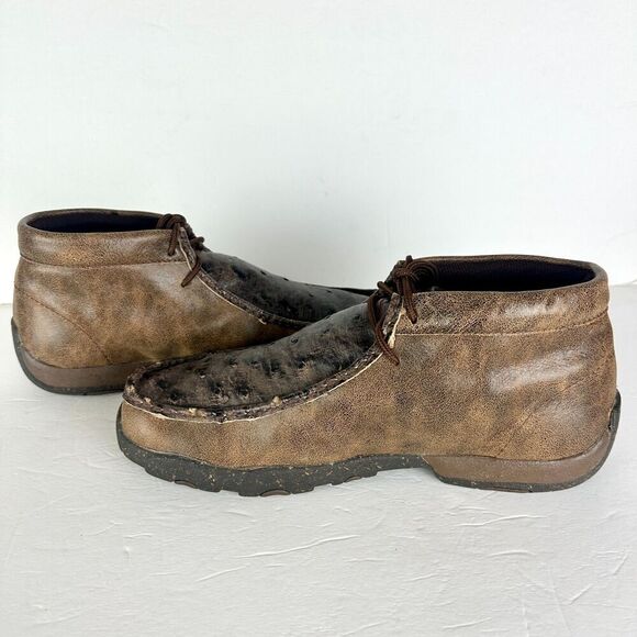 Twisted X Chukka Full Quill Ostrih Driving Moc Size 9 Full Grain Leather Western - Picture 3 of 9